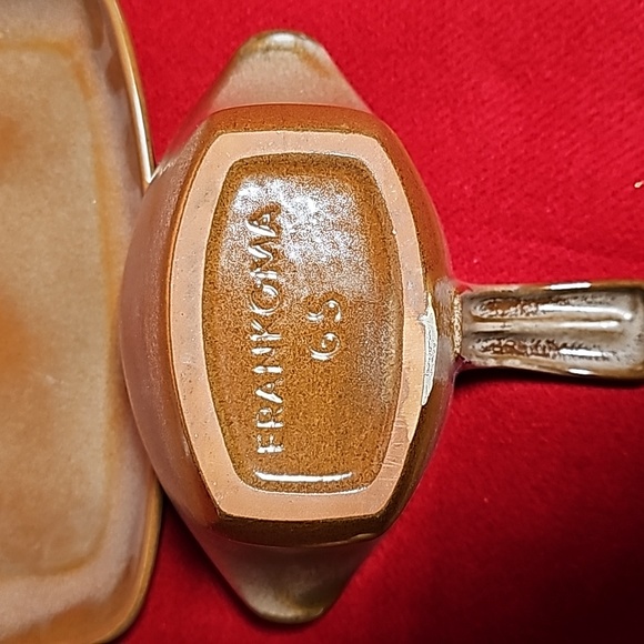 Frankoma Pottery Gravy Boat 6S & Tray 5PS Plainsman  Speckled Brown - Picture 7 of 9